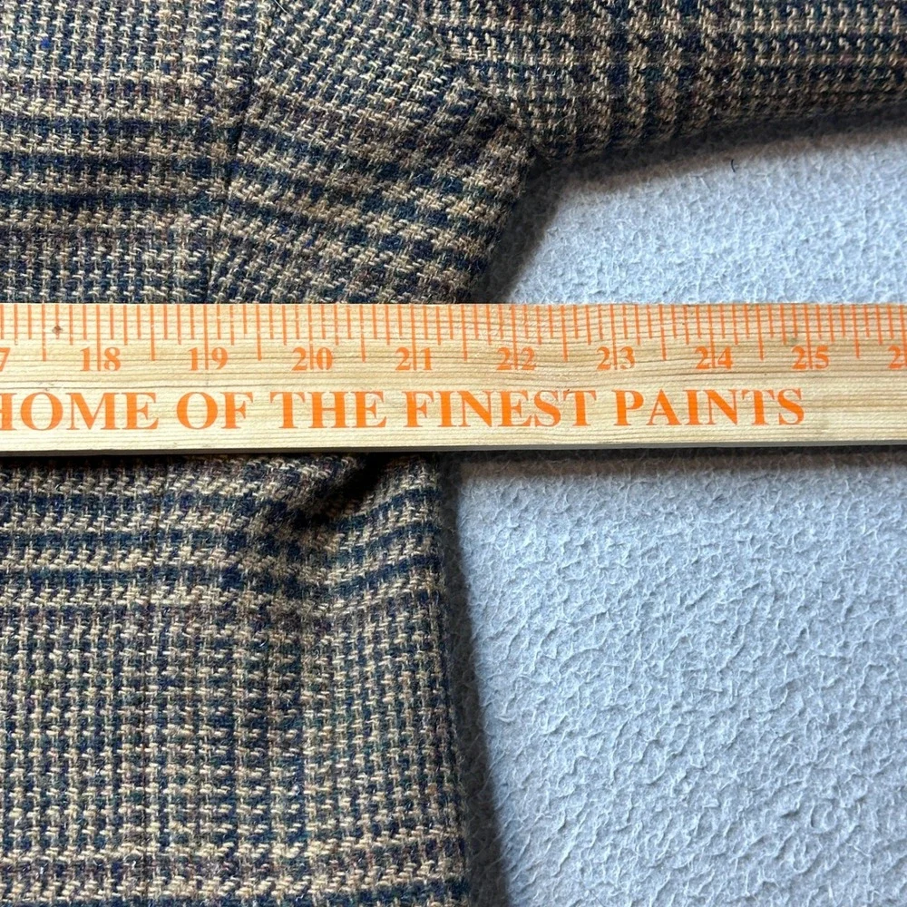 Vintage Hart Schaffner Marx Blazer Mens 42 Brown Glen Plaid Pure Virgin Wool 90s